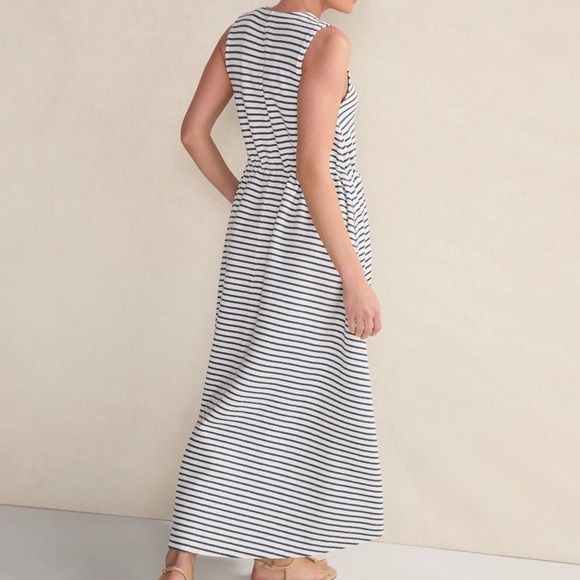 Haven Well Within Sz S Sleeveless Cotton Blend Textured Stripe Midi Dress NWOT - Picture 2 of 11